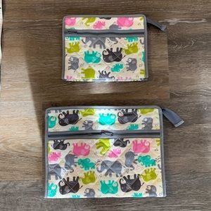Travel pouches - cute colored elephant print